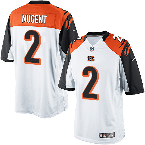 Men's Limited Mike Nugent Nike Jersey White Road - #2 NFL Cincinnati Bengals